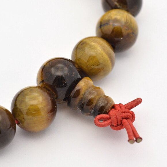 NWOT  natural gemstone tiger eye mala Stretch Bracelet tigerseye Mix&Match 2/$20 - Picture 2 of 2